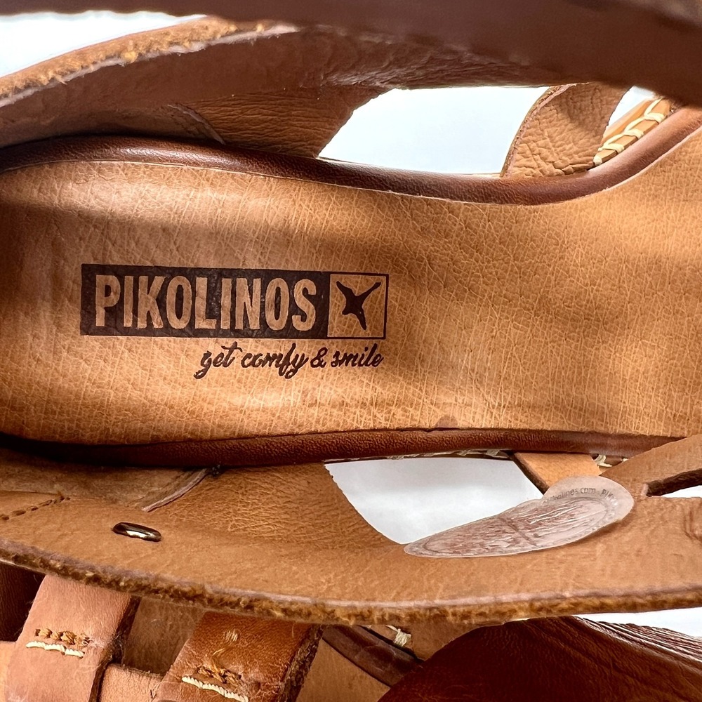 PIKOLINOS Blanes Womens 8-8.5/39 Cage Block Heeled Sandal w Zip Brandy $205 - Picture 11 of 13
